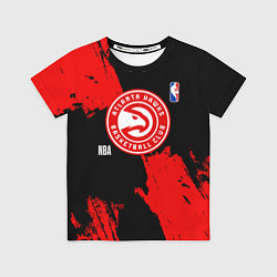 Футболка детская Atlanta Hawks black and red, цвет: 3D-принт