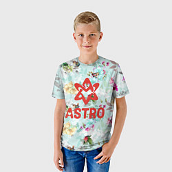 Футболка детская Astro логотип на фоне цветов, цвет: 3D-принт — фото 2
