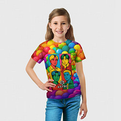 Футболка детская Astro радужный портрет группы, цвет: 3D-принт — фото 2