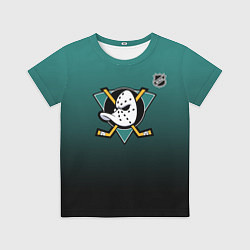 Футболка детская Анахайм Дакс - зеленый градиент, цвет: 3D-принт