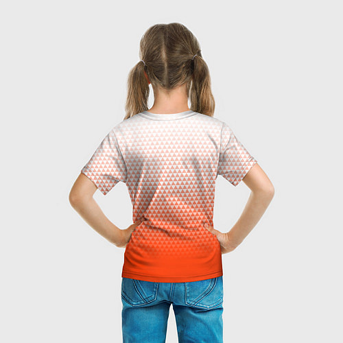 Детская футболка Анахайм Дакс - оранжевая геометрия / 3D-принт – фото 6