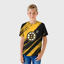 Футболка детская Бостон Брюинз - брызги краски, цвет: 3D-принт — фото 2