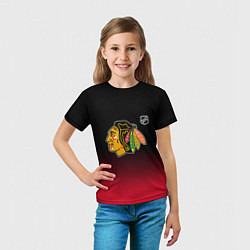 Футболка детская Чикаго Блэкхокс - градиент, цвет: 3D-принт — фото 2