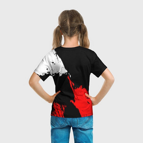 Детская футболка Детройт Ред Уингз - брызги краска на черном фоне / 3D-принт – фото 6