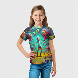 Футболка детская Рик Санчес в компании отвязных чудищ - нейроарт фа, цвет: 3D-принт — фото 2