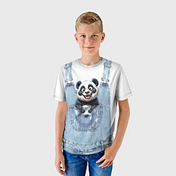Футболка детская Панда в кармашке комбинезона, цвет: 3D-принт — фото 2