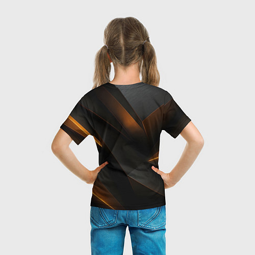 Детская футболка Черная текстура с углами / 3D-принт – фото 6