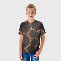 Футболка детская Серая текстура из сот, цвет: 3D-принт — фото 2