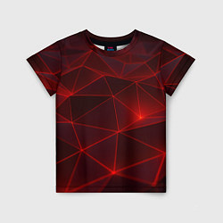 Футболка детская Красные полигоны с неоном, цвет: 3D-принт