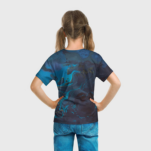 Детская футболка Осенний лист с каплями акварельный - крупный арт / 3D-принт – фото 6