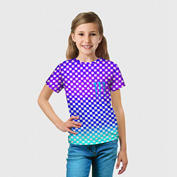 Футболка детская Monster шахматная клетка градиент, цвет: 3D-принт — фото 2