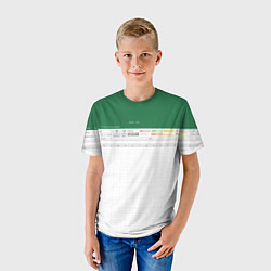 Футболка детская Таблица Excel текстура, цвет: 3D-принт — фото 2