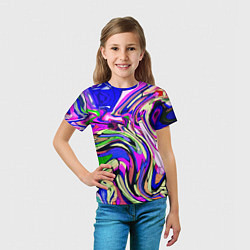 Футболка детская Абстракция пластика синий, цвет: 3D-принт — фото 2