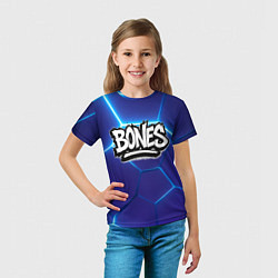 Футболка детская Bones белое лого на синих плитах, цвет: 3D-принт — фото 2