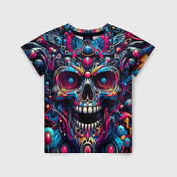 Футболка детская Colorful cyber skull - pattern, цвет: 3D-принт