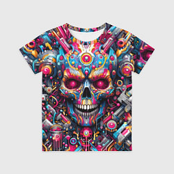 Футболка детская Art cyber skull - ai art fantasy, цвет: 3D-принт