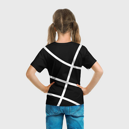 Детская футболка Хьюстон Рокетс - текстура черного мяча / 3D-принт – фото 6