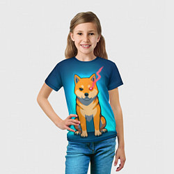 Футболка детская Сиба-ину с неоновым взглядом, цвет: 3D-принт — фото 2