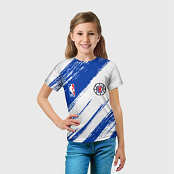 Футболка детская Клипперс - синяя краска, цвет: 3D-принт — фото 2