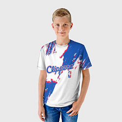 Футболка детская Клипперс - разлитая краска, цвет: 3D-принт — фото 2