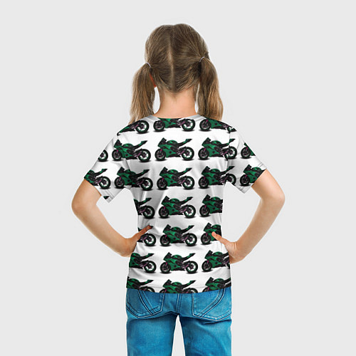 Детская футболка Motorbike dark green / 3D-принт – фото 6