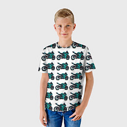 Футболка детская Motorbike light blue, цвет: 3D-принт — фото 2