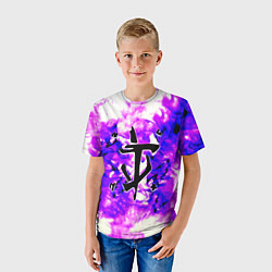 Футболка детская Doom неоновый огонь лого, цвет: 3D-принт — фото 2