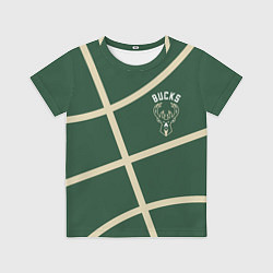 Футболка детская Милуоки Бакс - баскетбольные линии, цвет: 3D-принт