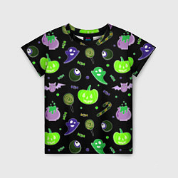 Футболка детская Halloween black pumpkin pattern, цвет: 3D-принт