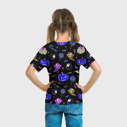 Детская футболка Halloween blue black pumpkin / 3D-принт – фото 6