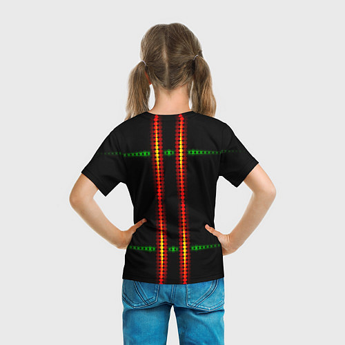Детская футболка Neon black green circles / 3D-принт – фото 6