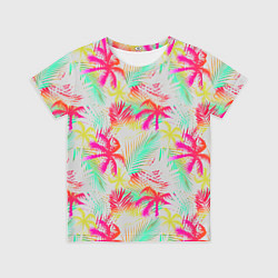 Футболка детская Palm yellow pink, цвет: 3D-принт