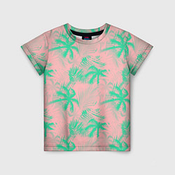 Футболка детская Palm turquoise pink, цвет: 3D-принт
