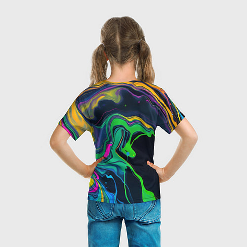 Детская футболка Разводы и переливы разноцветной краски / 3D-принт – фото 6