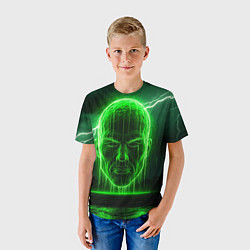 Футболка детская Неоновая голова, цвет: 3D-принт — фото 2