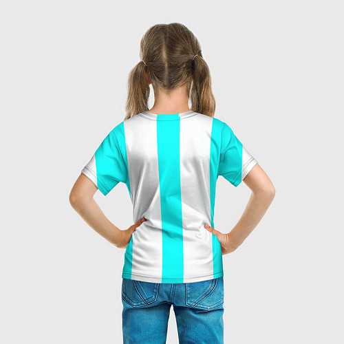 Детская футболка Color light blue white lines / 3D-принт – фото 6