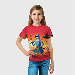 Футболка детская Бендер ниндзя в Японском пейзаже, цвет: 3D-принт — фото 2