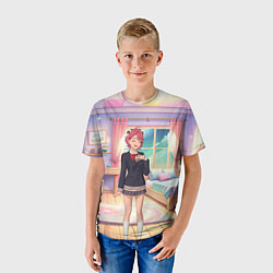Футболка детская Дандадан Сиратори Айра смущается, цвет: 3D-принт — фото 2