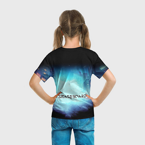 Детская футболка Bender is a skateboarder in neon street - ai art / 3D-принт – фото 6