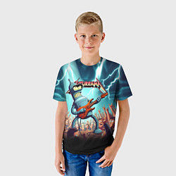 Футболка детская Бендер рок гитарист - группа Футурама, цвет: 3D-принт — фото 2
