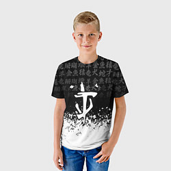 Футболка детская Doom японские символы краски, цвет: 3D-принт — фото 2