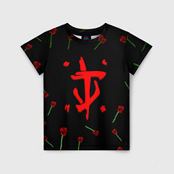 Футболка детская Doom rose pattern, цвет: 3D-принт