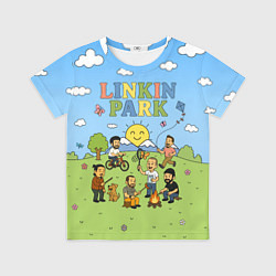 Футболка детская Linkin Park мультяшный стиль на поляне, цвет: 3D-принт