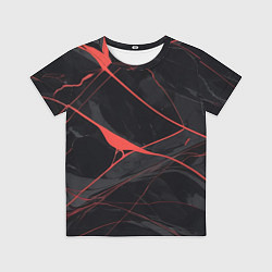 Футболка детская Текстура мрамора с красными полосками, цвет: 3D-принт