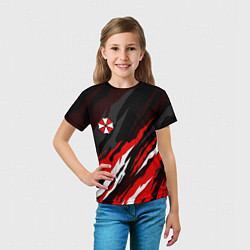 Футболка детская Umbrella - красное пламя, цвет: 3D-принт — фото 2