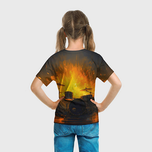 Детская футболка Гитарист играющий в пламени / 3D-принт – фото 6