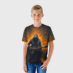 Футболка детская Гитарист играющий в пламени, цвет: 3D-принт — фото 2