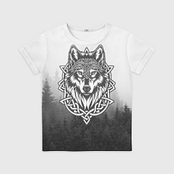 Футболка детская Волк в кельтском стиле и лес, цвет: 3D-принт