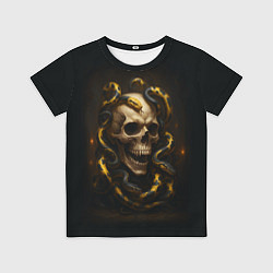Футболка детская Череп и жёлто-чёрные змеи, цвет: 3D-принт