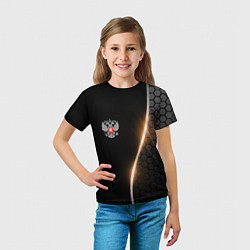 Футболка детская Герб России и неоновая линия, цвет: 3D-принт — фото 2